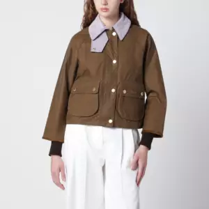 Barbour Beadnell waxed cropped jacket in sand