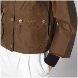 Barbour Beadnell waxed cropped jacket in sand