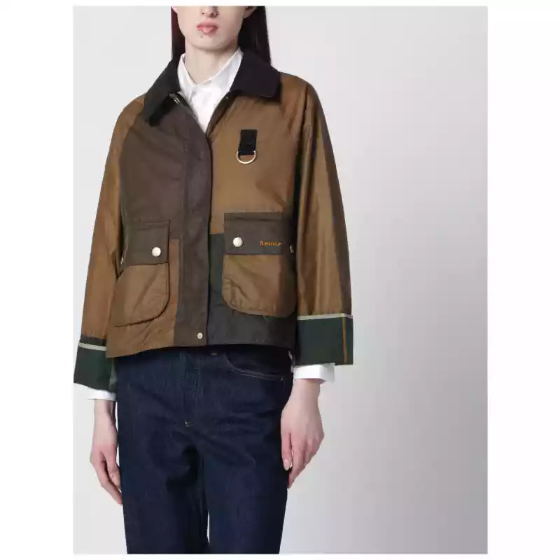 Barbour Alma jacket sand beige/olive green in waxed cotton