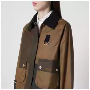 Barbour Alma jacket sand beige/olive green in waxed cotton