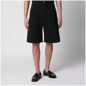 Our Legacy Ponte relaxed-fit shorts in Italian cotton micro canvas in black