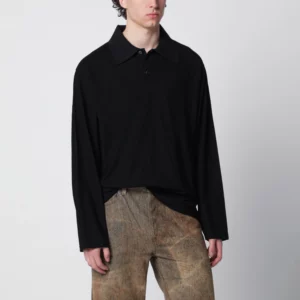 Our Legacy High Twist rugby shirt in black cotton jersey