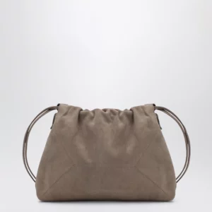 Brunello Cucinelli BC Duo Pouch brown suede bag with monile detail