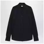 Brunello Cucinelli Navy blue silk and cotton shirt