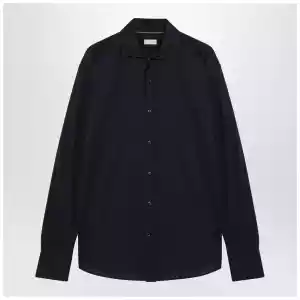 Brunello Cucinelli Navy blue silk and cotton shirt