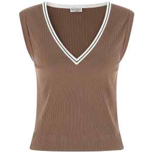 Brunello Cucinelli Shiny Trim Tank Top