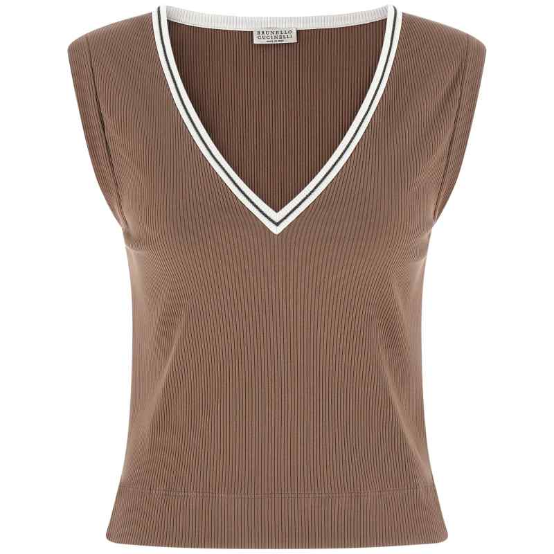 Brunello Cucinelli Shiny Trim Tank Top