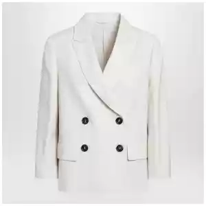 Brunello Cucinelli Ivory fluid twill jacket in viscose and linen