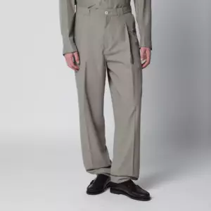 Brunello Cucinelli Twill cotton trousers with pleats in khaki