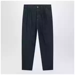 Brunello Cucinelli Slim-fit jeans with pleats in blue denim