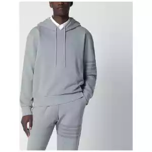Thom Browne Grey cotton hooded sweatshirt
