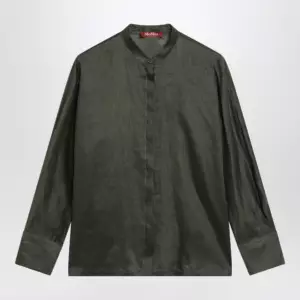 Max Mara Studio Ramie canvas shirt in khaki green