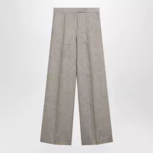 Max Mara Beige chevron linen trousers