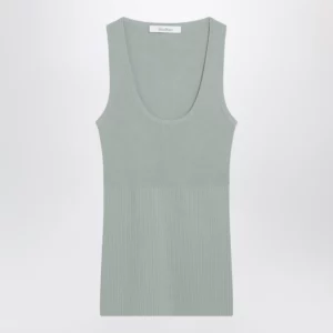 Max Mara Sleeveless ribbed top in sage green technical yarn