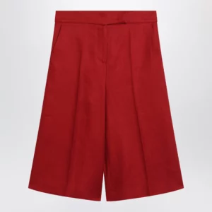 Max Mara Red linen bermuda shorts