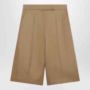 Max Mara Sand-colored linen bermuda shorts