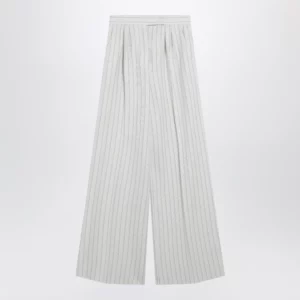 Max Mara Wide pinstripe piqué jersey trousers