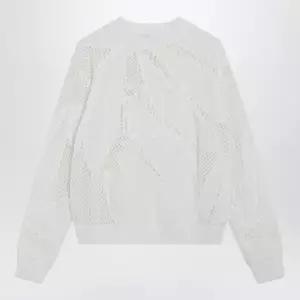 Max Mara Embroidered cotton crewneck sweater in white