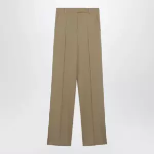 Max Mara Wide-leg trousers in camel wool and silk poplin