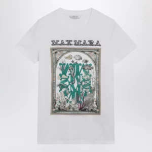Max Mara Optical white cotton jersey T-shirt with front print