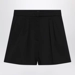 Max Mara Black stretch cotton satin shorts