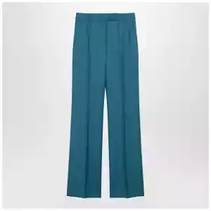 Max Mara Turquoise wool and silk-blend trousers