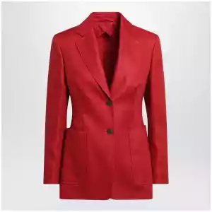 Max Mara Semi-fitted single-breasted blazer in red linen