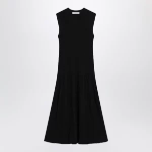 Max Mara Midi fit-and-flare ribbed viscose crêpe dress in black