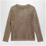 Max Mara Cotton mesh long-sleeve sweater in Desert