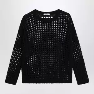 Max Mara Cotton mesh long-sleeve sweater in Black