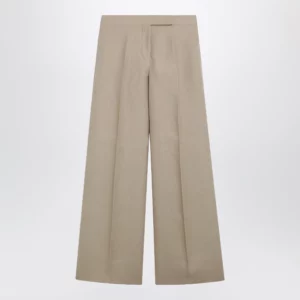 Max Mara Regular-fit linen natté trousers in sand