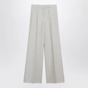 Max Mara Wide-leg trousers in brown/grey linen drill