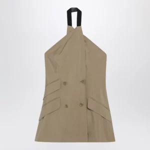 Max Mara Sleeveless jacket in sand-colored wool and silk poplin