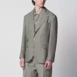 Brunello Cucinelli Deconstructed Cavallo jacket in khaki silk hopsack