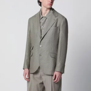 Brunello Cucinelli Deconstructed Cavallo jacket in khaki silk hopsack