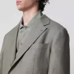 Brunello Cucinelli Deconstructed Cavallo jacket in khaki silk hopsack