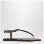 Brunello Cucinelli Suede thong sandals with Precious Straps