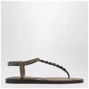 Brunello Cucinelli Suede thong sandals with Precious Straps