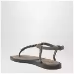 Brunello Cucinelli Suede thong sandals with Precious Straps