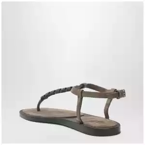 Brunello Cucinelli Suede thong sandals with Precious Straps
