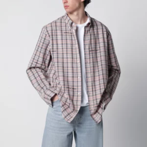 Off White Off-White™ Pink check-pattern shirt with logos