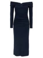 Carolina Herrera Off-shoulder 3/4 Slv Ruched Midi Dress