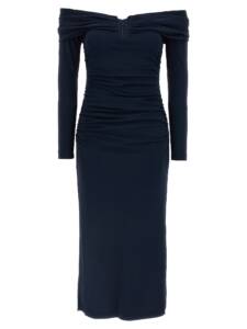 Carolina Herrera Off-shoulder 3/4 Slv Ruched Midi Dress