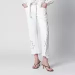 ISABEL MARANT Alison kick flare cropped jeans in white cotton