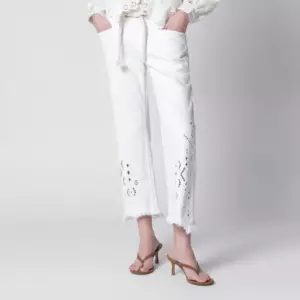 ISABEL MARANT Alison kick flare cropped jeans in white cotton