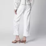 ISABEL MARANT Alison kick flare cropped jeans in white cotton