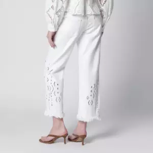 ISABEL MARANT Alison kick flare cropped jeans in white cotton