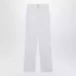 LEMAIRE High-waisted straight-leg jeans with belt in white denim