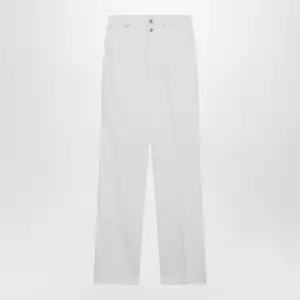 LEMAIRE High-waisted straight-leg jeans with belt in white denim