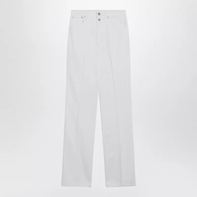 LEMAIRE High-waisted straight-leg jeans with belt in white denim